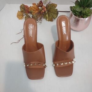 Cape Robbin Tan Studded Mules